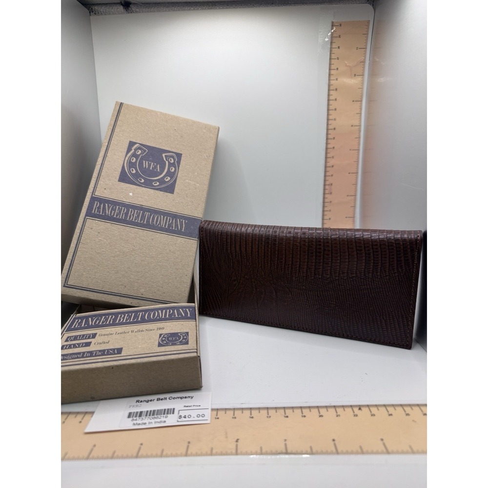 Ranger Belt‎ Company Mens Brown Lizard Embossed Leather Long Bifold Wallet NIB